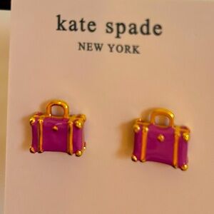 Kate Spade NWTS Purse Purple Enamel & 14KTSTS plated heart back, post earrings
